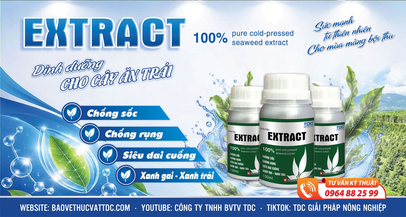 SẢN PHẨM EXTRACT CHỐNG SỐC, CHỐNG RỤNG, XANH GAI, DAI CUỐNG